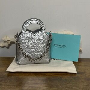 New Tiffany & Co. Return To Tiffany Micro Nano Silver Leather Bag Charm Chain